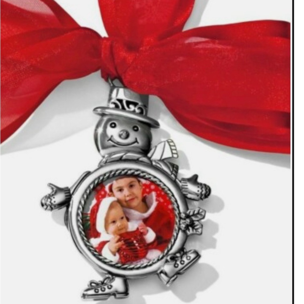 NWT Brighton SNOWMAN PHOTO Holder Silver Christmas Tree Ornament MSRP $36